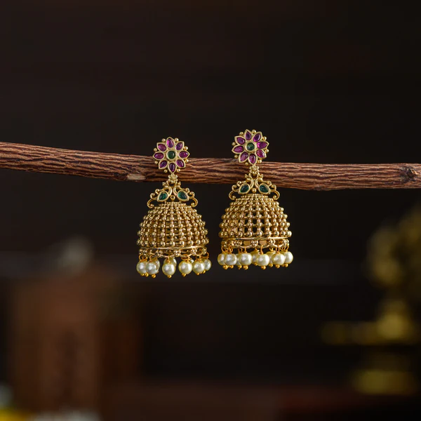 Floral Peacock Jhumkas